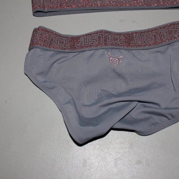 Grey 2 Pcs Justice Bikini Swimsuit Size 10 - Picture 8 of 11